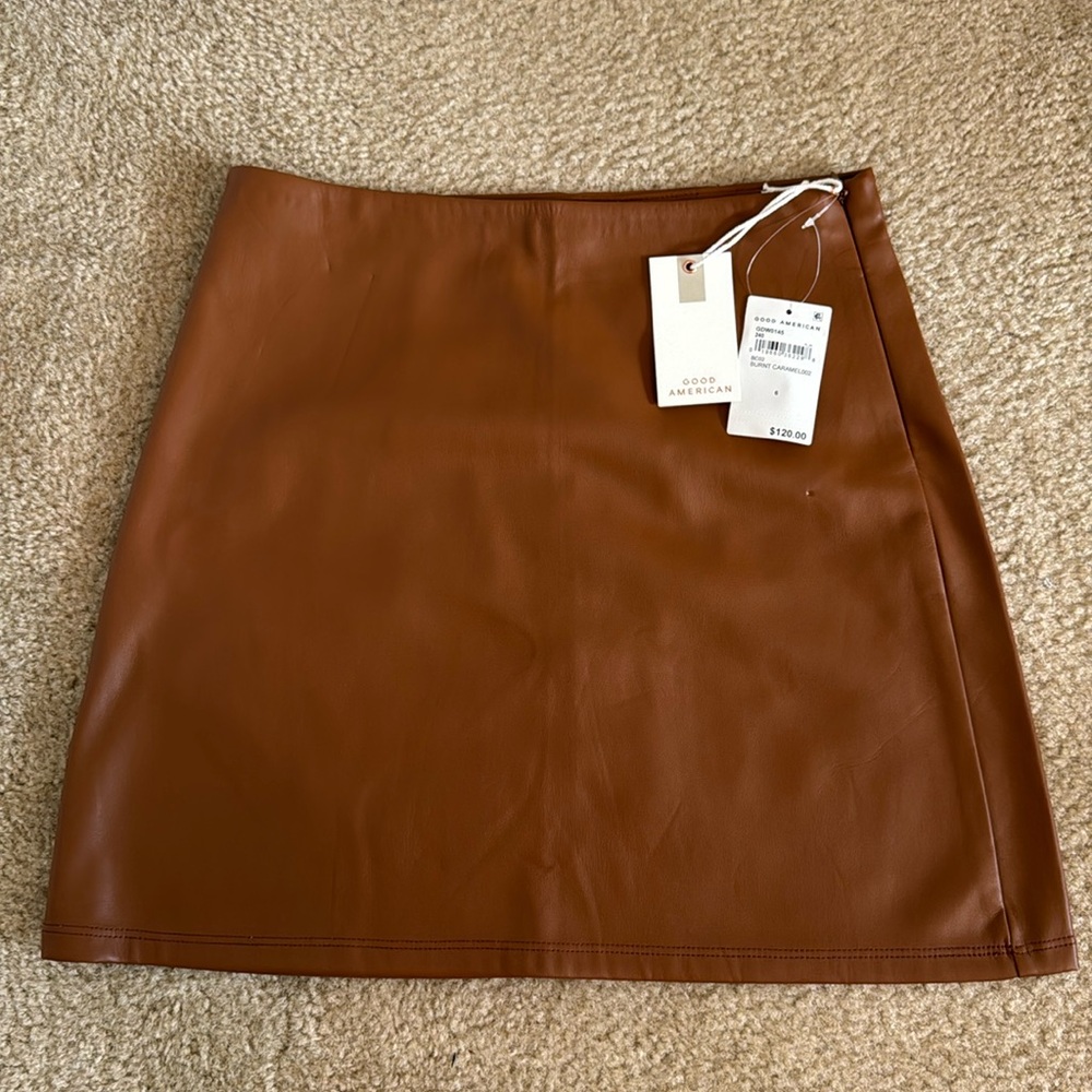 Better Than Leather Mini Skirt Burnt Caramel Size 6